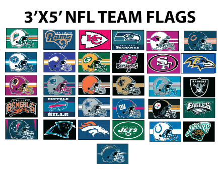 NFL TEAM FOOTBALL FLAGS 3X 5 FT $ 27.98 sale priced